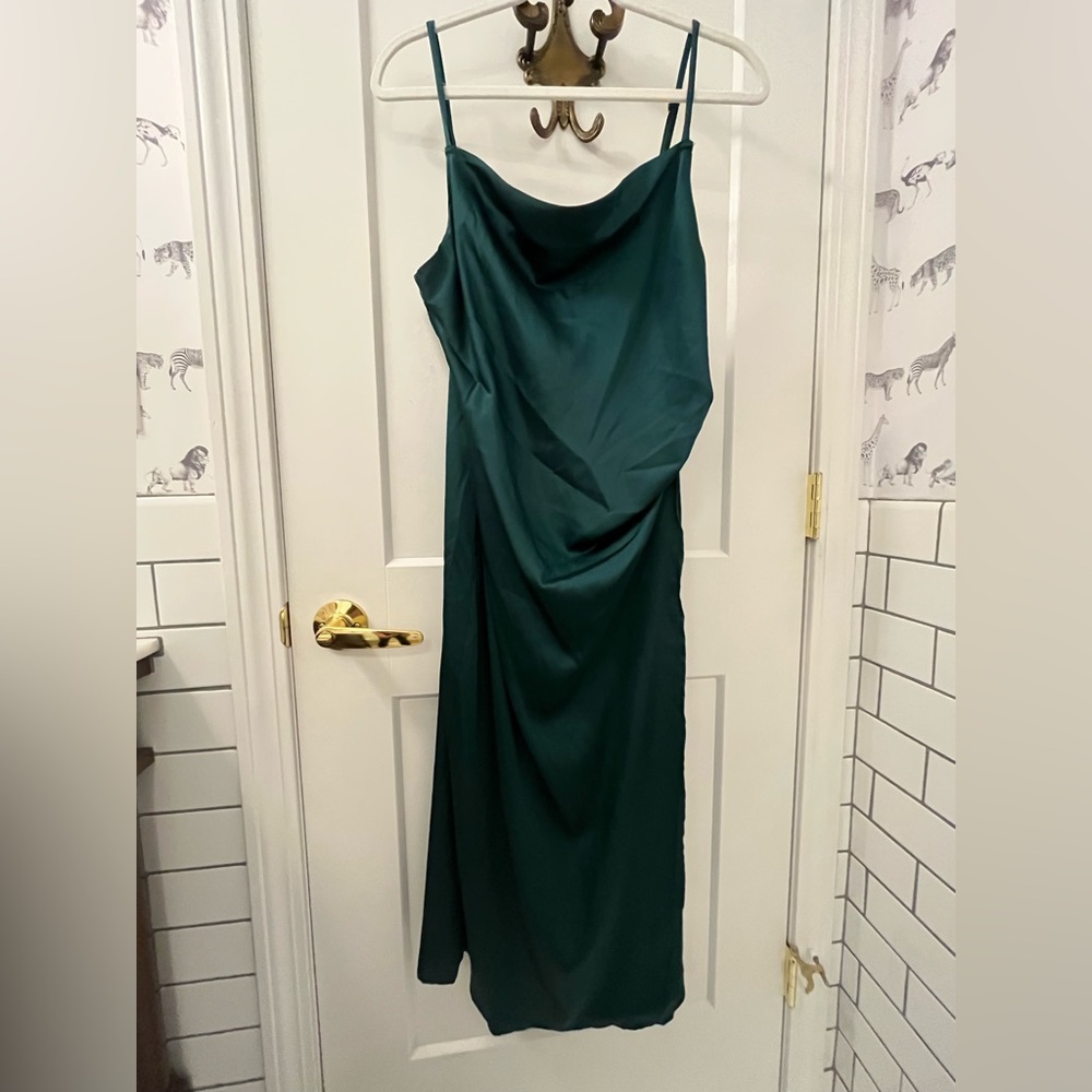 Green silk dress